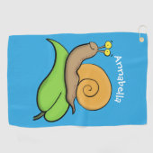 Mooie slak op een bladtekening van de cartoon golfhanddoek (Horizontaal)