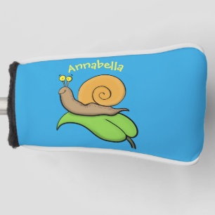 Mooie slak op een bladtekening van de cartoon golfheadcover