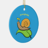 Mooie slak op een bladtekening van de cartoon keramisch ornament (Rechts)