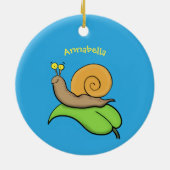 Mooie slak op een bladtekening van de cartoon keramisch ornament (Achterkant)