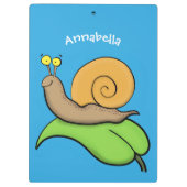 Mooie slak op een bladtekening van de cartoon klembord (Achterkant)