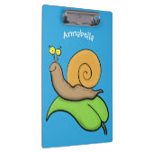 Mooie slak op een bladtekening van de cartoon klembord (Rechts)