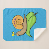 Mooie slak op een bladtekening van de cartoon sherpa deken (Voorkant (horizontaal))