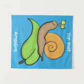 Mooie slak op een bladtekening van de cartoon wandkleed (Voorkant (horizontaal))