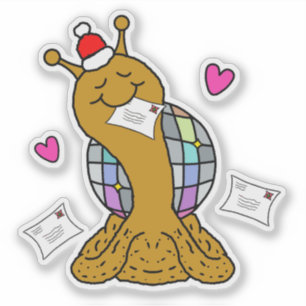 Mooie Slakken Disco Post Kerst Vinyl Sticker