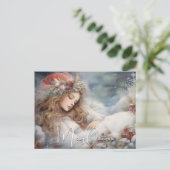 Mooie Slapende Kerstmis Engel Feestdagenkaart (Staand voorkant)