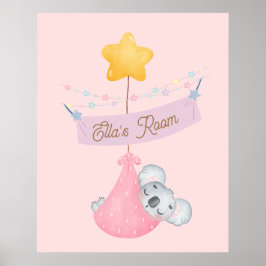 Mooie slapende koala gepersonaliseerde wandkunst poster