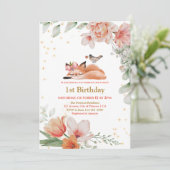 Mooie, slapende vos Gold Glitter, eerste verjaarda Kaart (Staand voorkant)