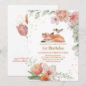 Mooie, slapende vos Gold Glitter, eerste verjaarda Kaart (Voorkant / Achterkant)