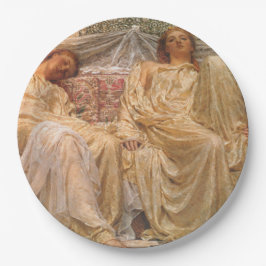 Mooie slapende vrouwen (dromers) ( kunst) papieren bordje