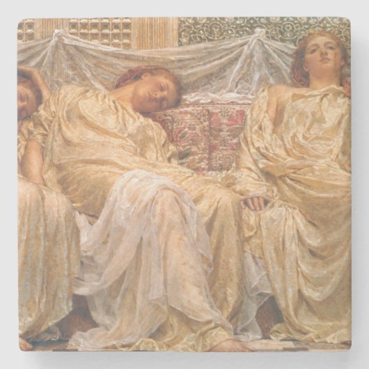 Mooie slapende vrouwen (dromers) ( kunst) stenen onderzetter (Voorkant)