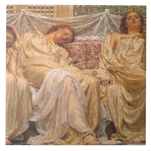 Mooie slapende vrouwen (dromers) ( kunst) tegeltje (Voorkant)