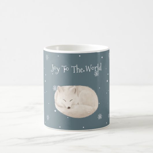 Mooie Slapende Witte Vos Kerstmis Koffie Mok (Center)