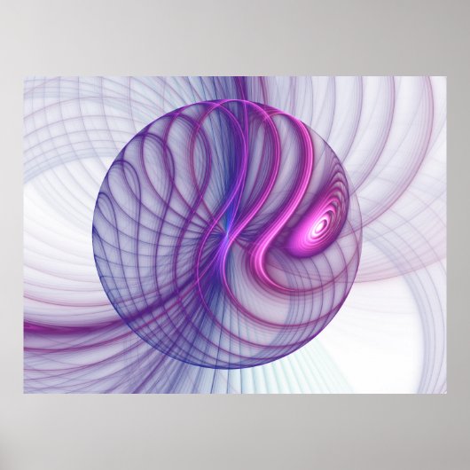 Mooie slinger moderne abstracte fractal kunst roze poster (Voorkant)