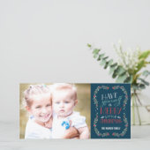 Mooie slingers vakantiefotokaart - Navy Feestdagenkaart (Staand voorkant)