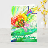 Mooie Snail Verjaardag Kaart (Gele Bloem)