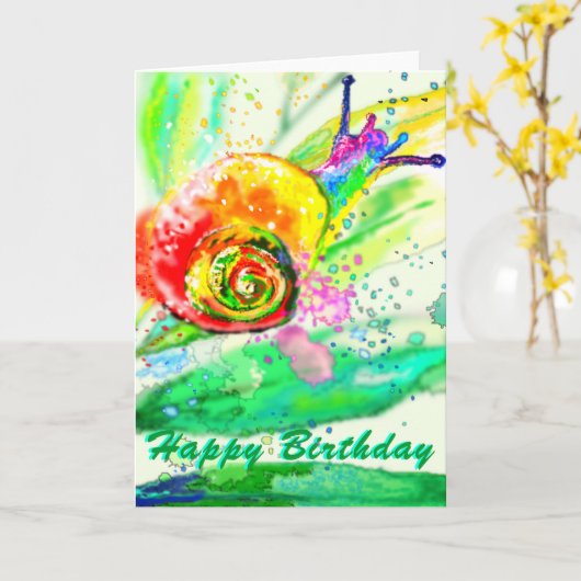 Mooie Snail Verjaardag Kaart (Gele Bloem)