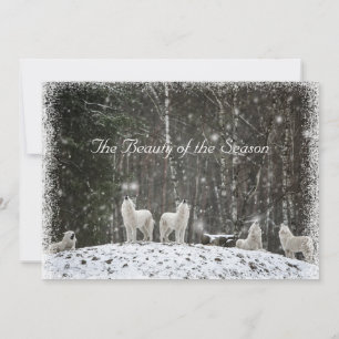 Mooie Sneeuw Scene Natuur Wolven Personaliseer Naa Feestdagenkaart