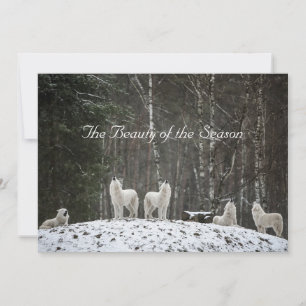 Mooie Sneeuw Scène Natuur Wolven Personaliseer Naa Feestdagenkaart