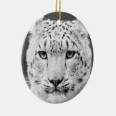 Mooie sneeuwluipaard zwart-wit portret keramisch ornament (Rechts)