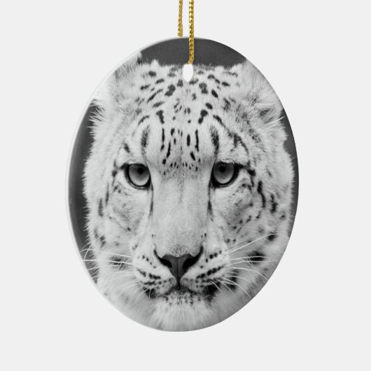 Mooie sneeuwluipaard zwart-wit portret keramisch ornament (Rechts)