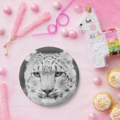 Mooie sneeuwluipaard zwart-wit portret papieren bordje (Feest)