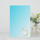 Mooie sneeuwman, blauw briefpapier (Staand voorkant)