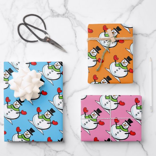 Mooie sneeuwman Kerst inpakpapier vellen (Voorkant)