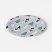 Mooie sneeuwman kerstboom kerstfeest papieren bordje (Gekanteld)