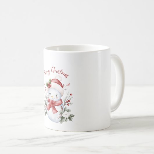 Mooie Sneeuwman Kerstmuts Koffiemok (Voorkant rechts)