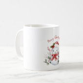 Mooie Sneeuwman Kerstmuts Koffiemok (Voorkant links)