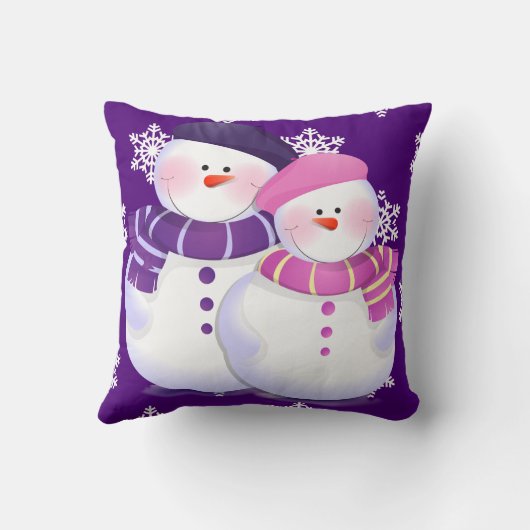 Mooie Sneeuwman Koppel Worp Kussen (Achterkant)