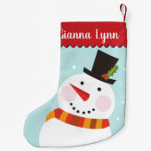 Mooie Sneeuwman Monogram Kinderen Kleine Kerstsok (Achterkant)