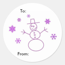 Mooie Sneeuwman Ronde Sticker Cadeautags