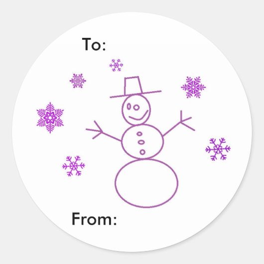 Mooie Sneeuwman Ronde Sticker Cadeautags (Voorkant)