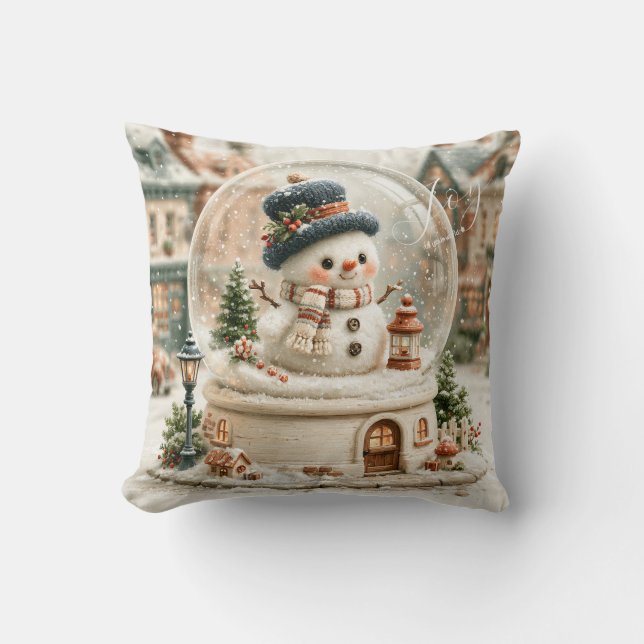 Mooie Sneeuwman Sneeuwbol Kussen (Voorkant)
