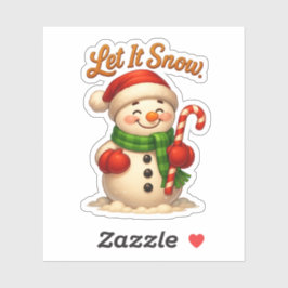Mooie Sneeuwman Sticker 'Laat het Sneeuwen'