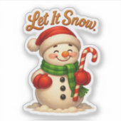 Mooie Sneeuwman Sticker 'Laat het Sneeuwen' (Voorkant)
