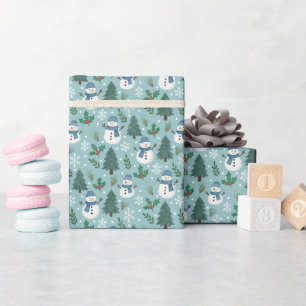 Mooie Sneeuwmannen Winter Patroon Inpakpapier Rol