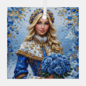 Mooie Sneeuwmeisje Glas Ornament (Achterkant)