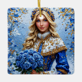 Mooie Sneeuwmeisje Keramisch Ornament