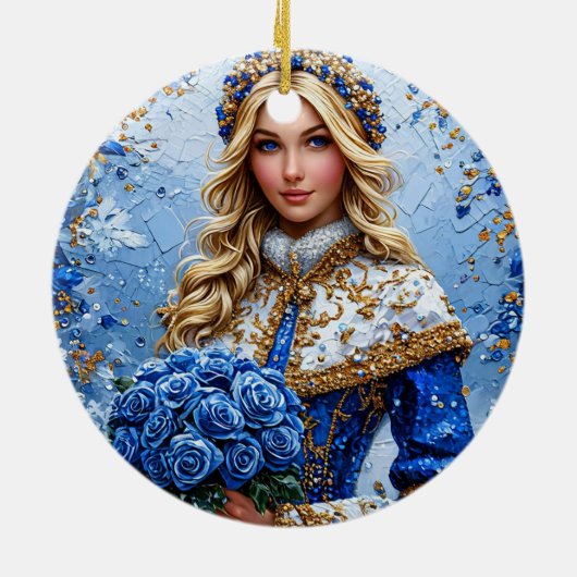 Mooie Sneeuwmeisje Keramisch Ornament (Achterkant)