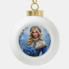Mooie Sneeuwmeisje Keramische Bal Ornament