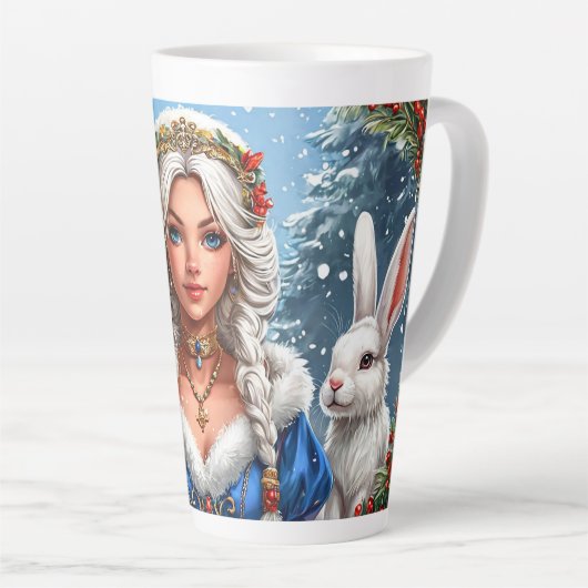 Mooie Sneeuwmeisje Latte Mok (Rechterhoek)