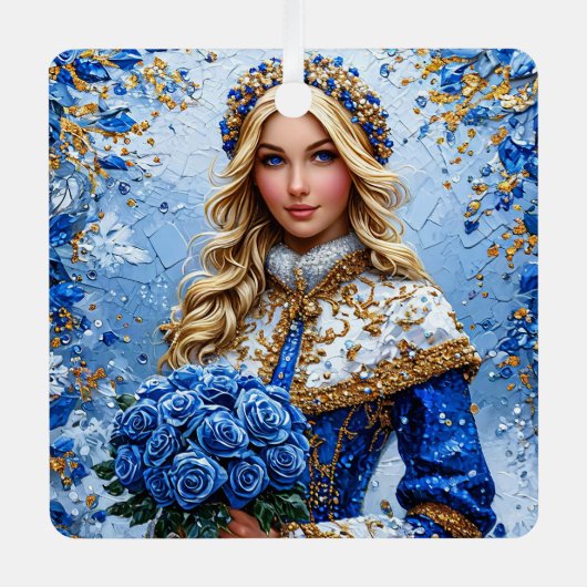 Mooie Sneeuwmeisje Metalen Ornament (Voorkant)