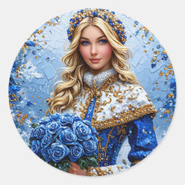 Mooie Sneeuwmeisje Ronde Sticker