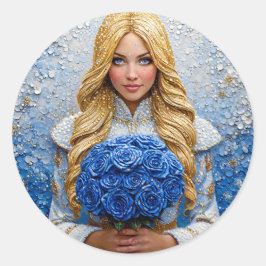 Mooie Sneeuwmeisje Ronde Sticker