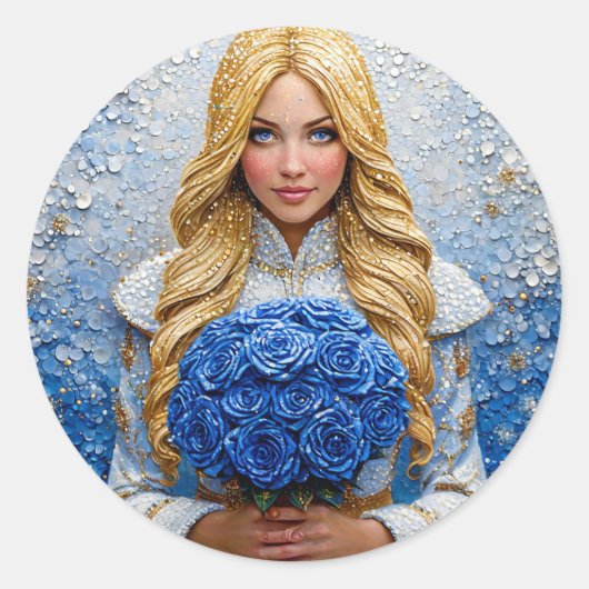 Mooie Sneeuwmeisje Ronde Sticker (Voorkant)