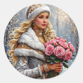 Mooie Sneeuwmeisje Ronde Sticker