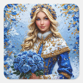 Mooie Sneeuwmeisje Vierkante Sticker